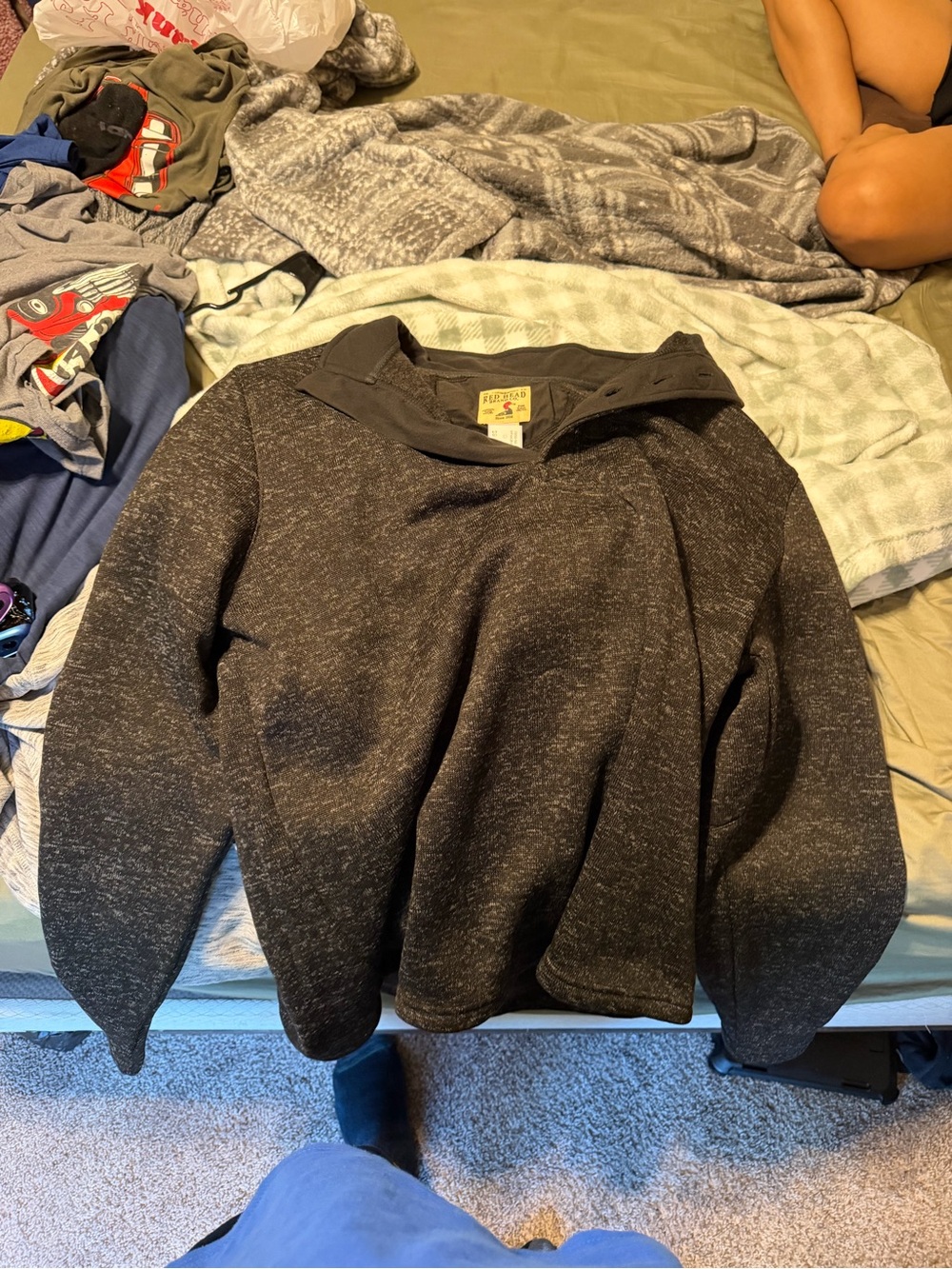 RedHead Men's Charcoal Heather Zip-Style Sweater